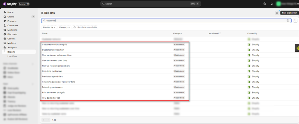 Customer Report in Shopify