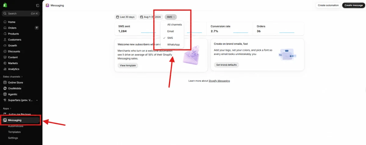 Setting up Shopify SMS marketing demonstration