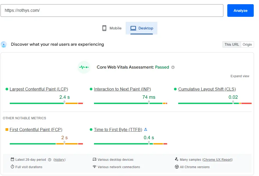 Google Page Speed insight