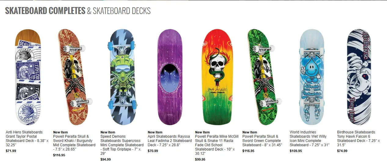 skateboard product page