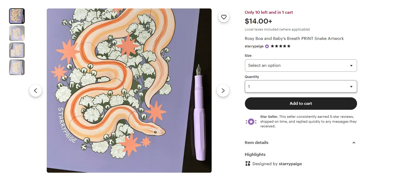 starrypaige product page