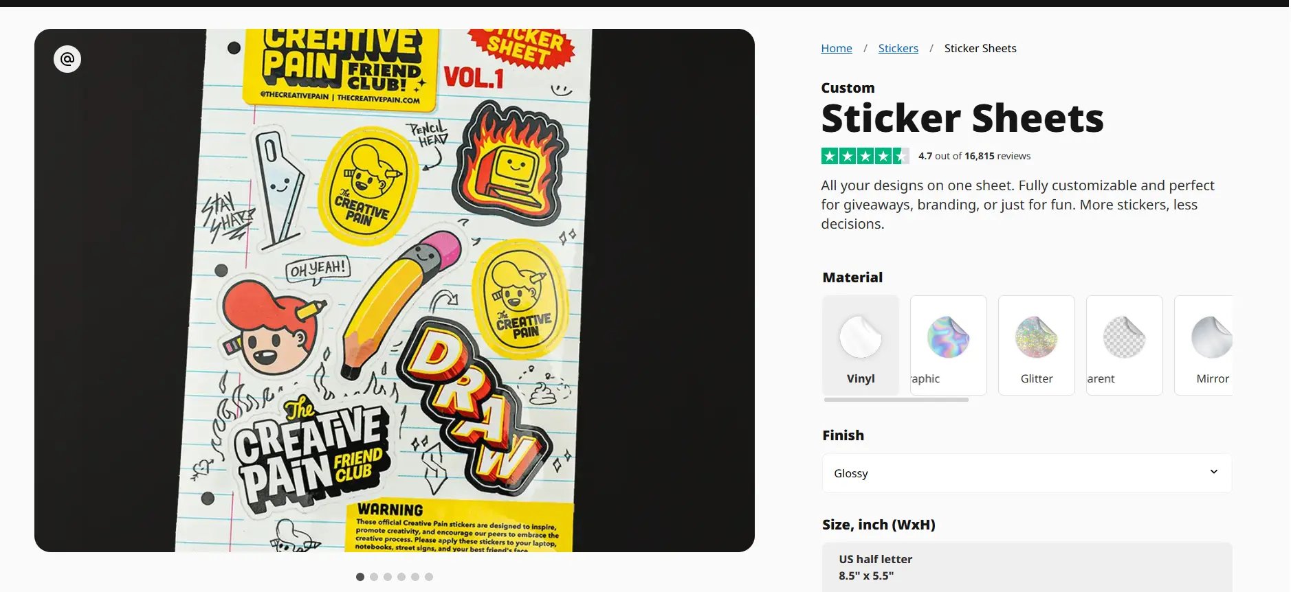 sticker sheets products