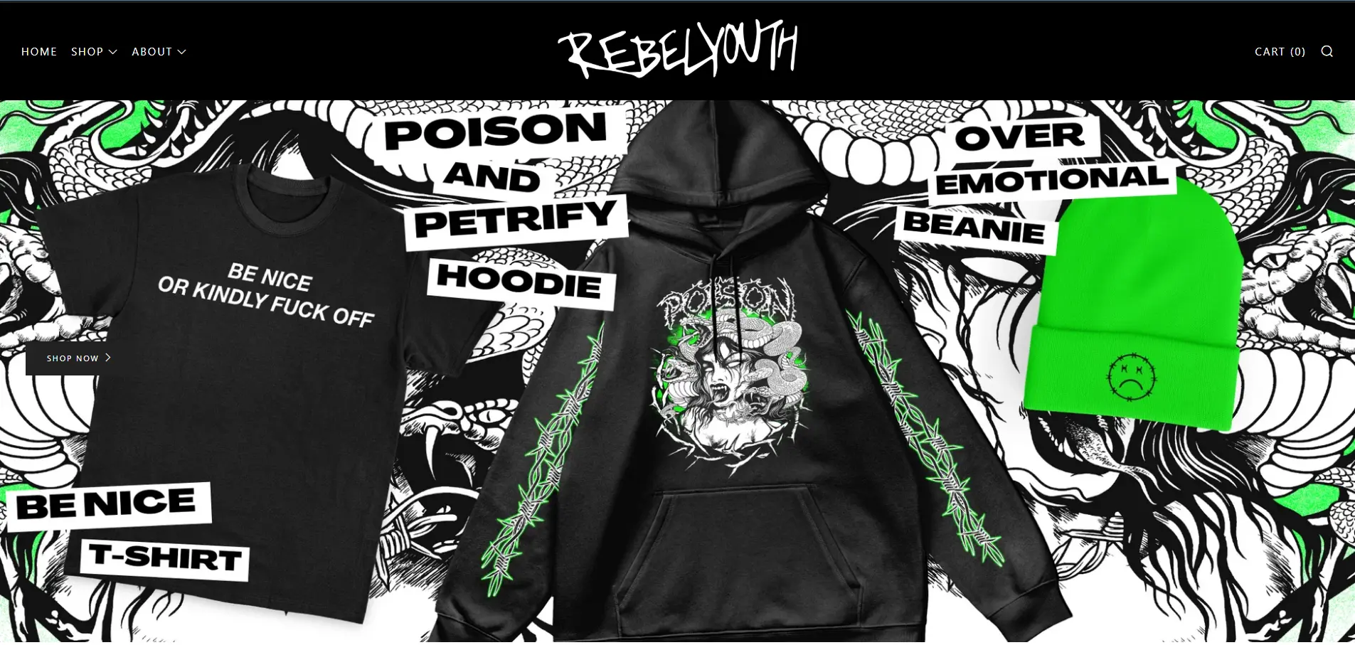 Rebel youth site product example page