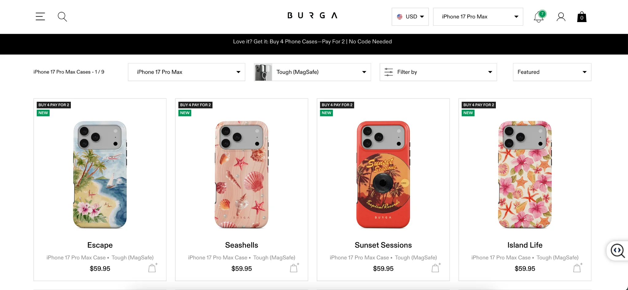 Burga product page