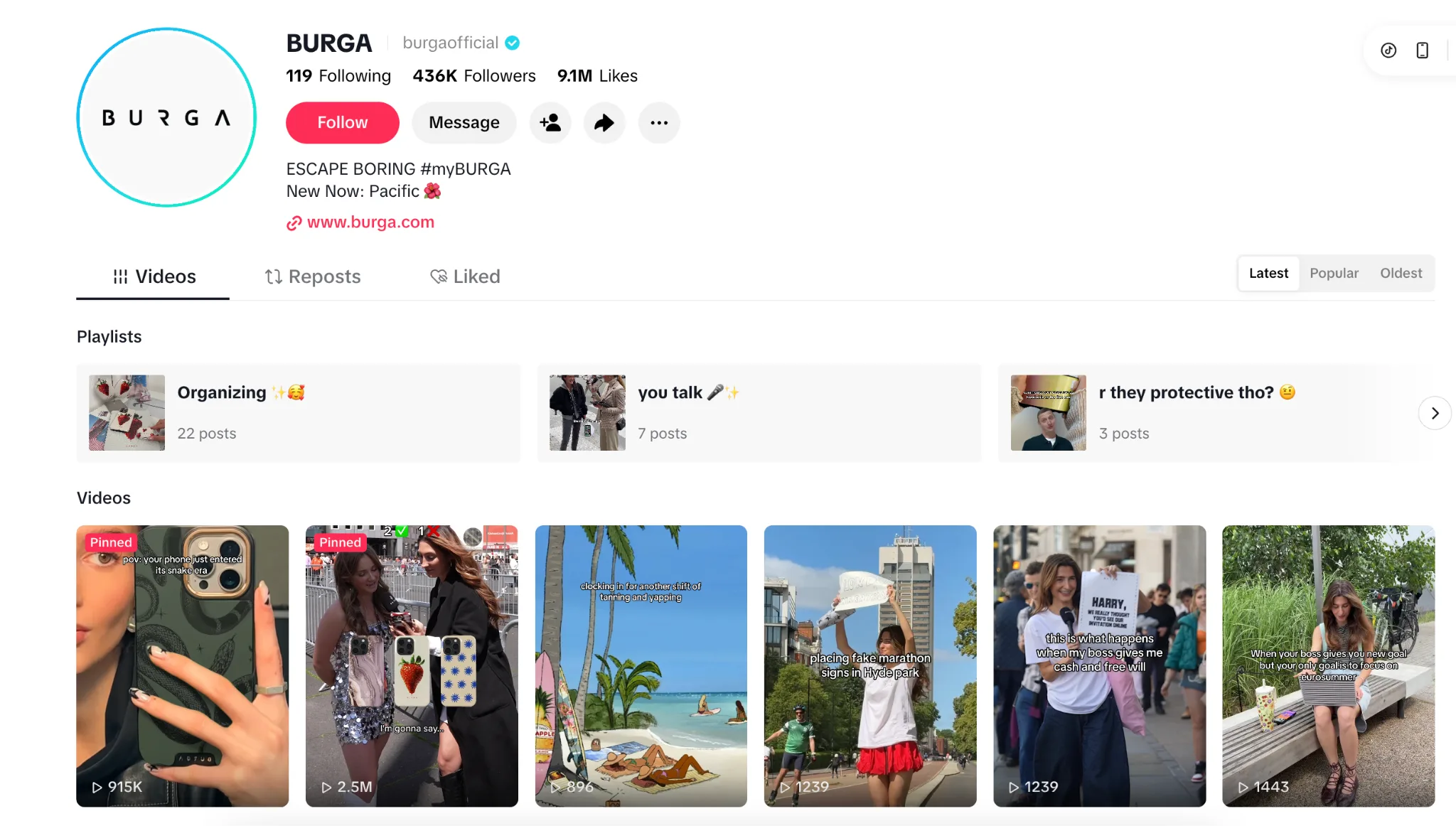 Burga Instagram page