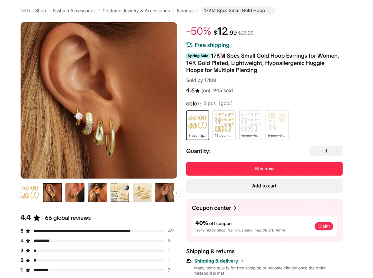 Example of marketing visual in Tiktok shop